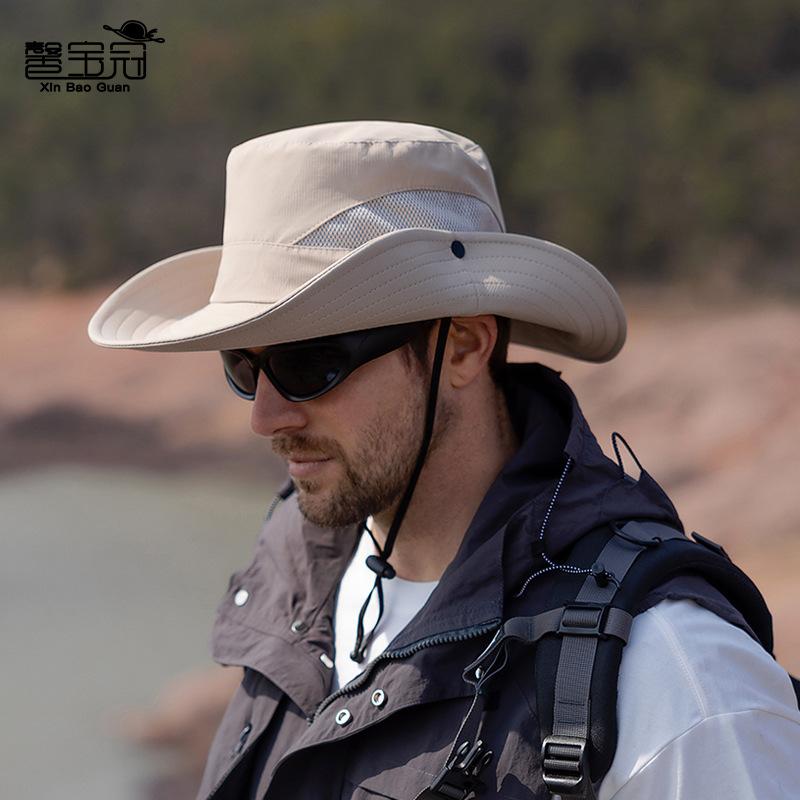 Spring and summer sun protection sun hat men's outdoor fishing climbing bucket hat breathable large brim sun hat