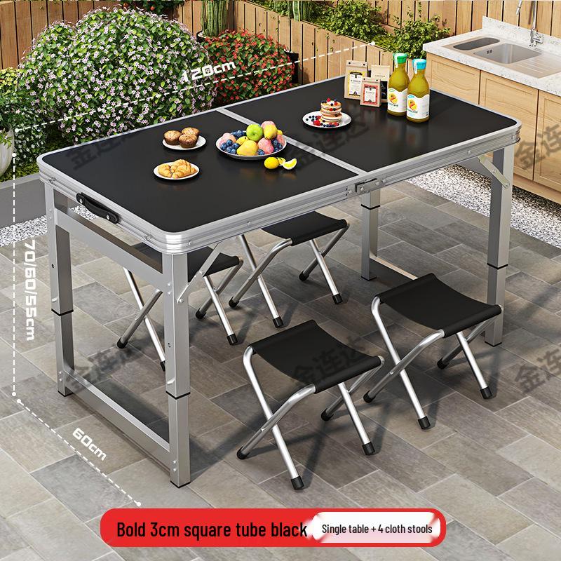 Portable Aluminum Folding Table for Outdoor Dining and Market Stalls - Adjustable and Compact