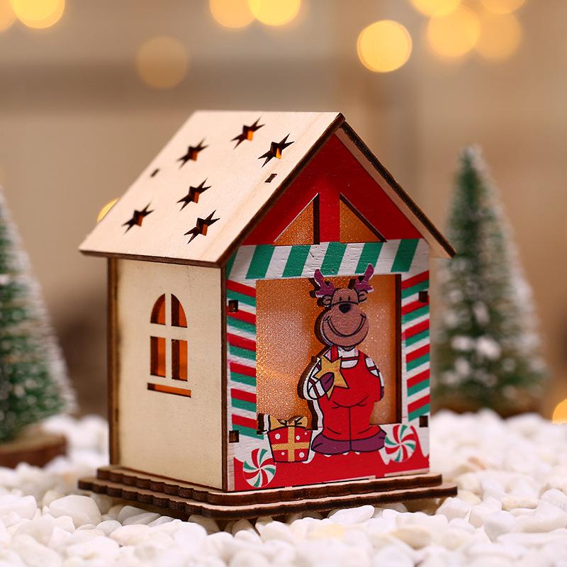 Glowing Wooden Christmas House Ornament DIY Kit for Kids