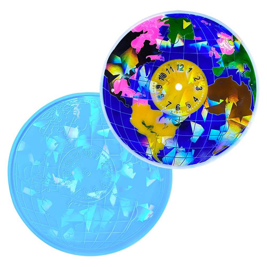 Holographic Earth Clock Silicone Mold DIY Round Clock Pendant Mold Epoxy Resin Mold for Making Crafts Decoration