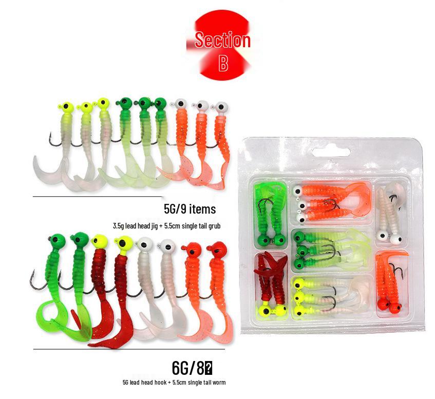 Lure Spinner & Soft Bait Thunder Frog Minnow Hook Combo Set In Box