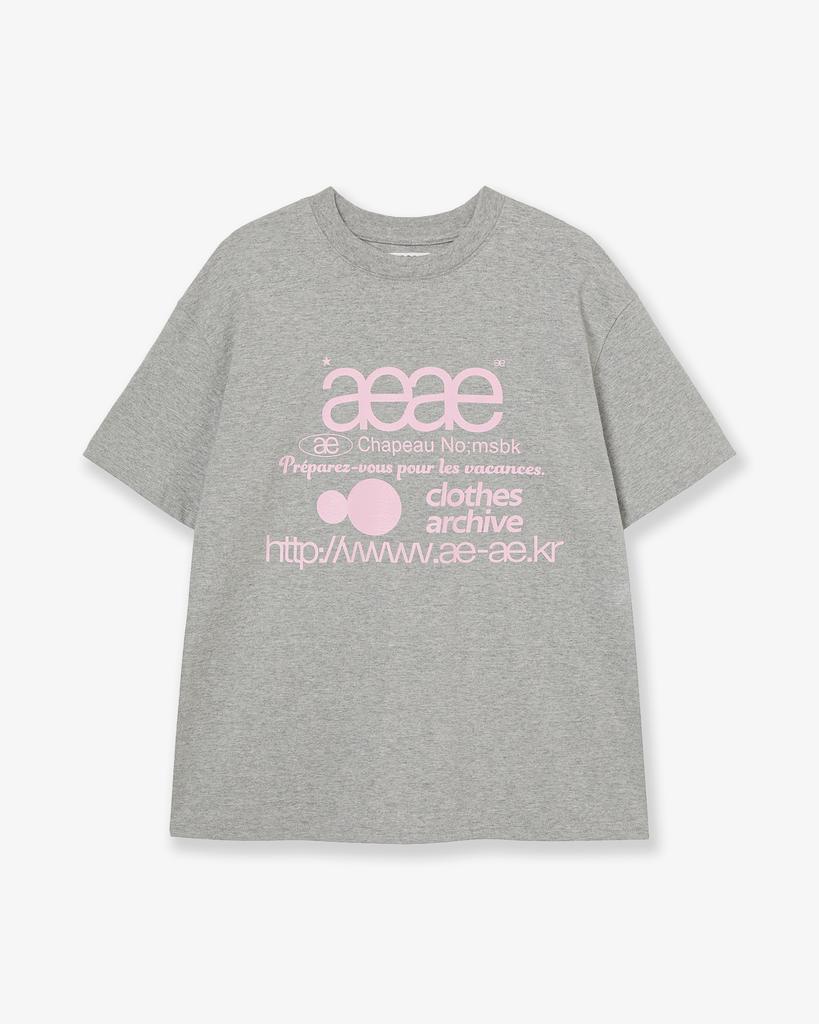 Eiieii Web Logo T-Shirts [Grey/Pink]