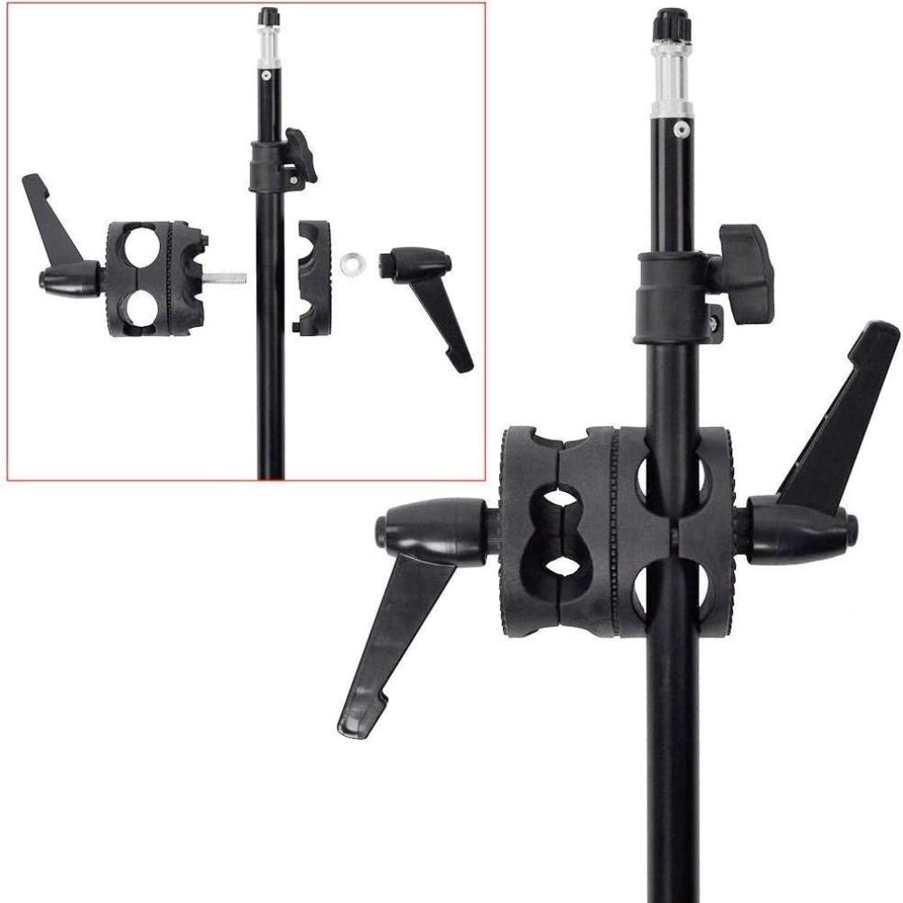 Multi Functional Dual Head Grip Swivel Clamp Head Holder Bracket Mounting Adapter Compatible for Light Stand,Extension Boom Arm and Photography Studio