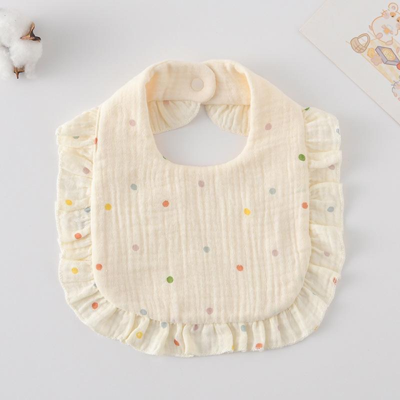 Ruffle Baby Drool Bibs: Pure Cotton Printed Lace Bibs