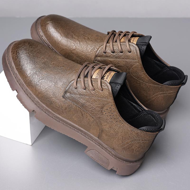 Höstklassiker Herr Oxford Skor Tjock Sula Business Skor Herr Äkta Läder Casual Skor Mångsidiga Fri Frakt