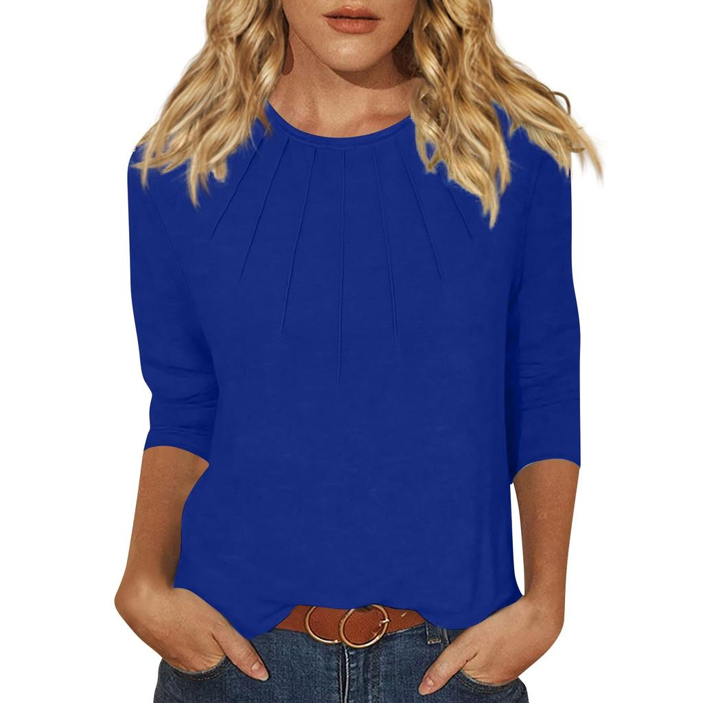 Women's Fashion Daily Versatile Casual O-Neck Three Quarter Sleeve Top