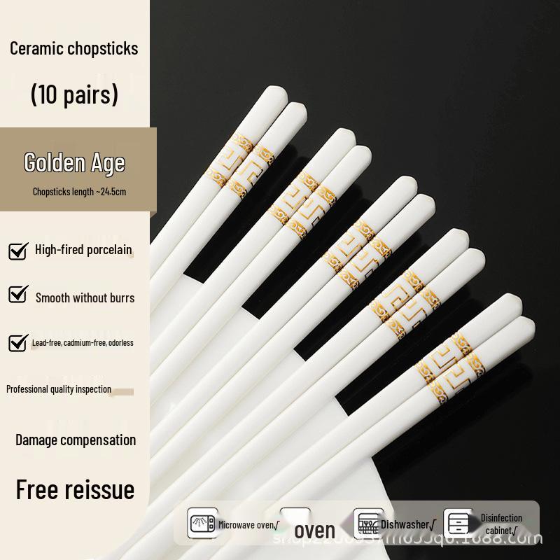 Pure White Bone China Chopsticks: Mold & Bacteria Resistant, Microwave Safe, High-Temperature Ceramic Chopsticks.