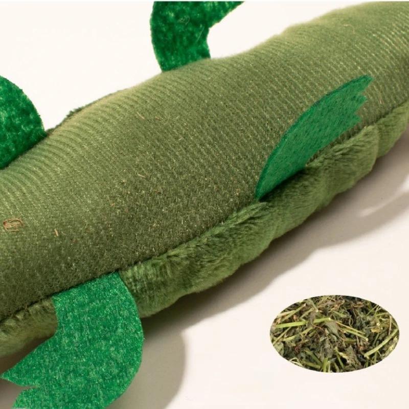 Plush Crocodile Cat Toy Catnip Filled Crinkle Worm Leaf Paws for Kitten Teething Interactive Bite Resistant Play Silvervine Cat
