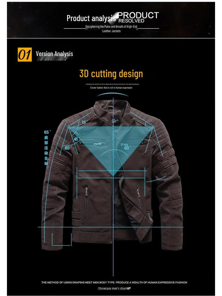 Men's PU Leather Aviator Motorcycle Jacket with Multi-Embroidery - Trendy Youth Fashion