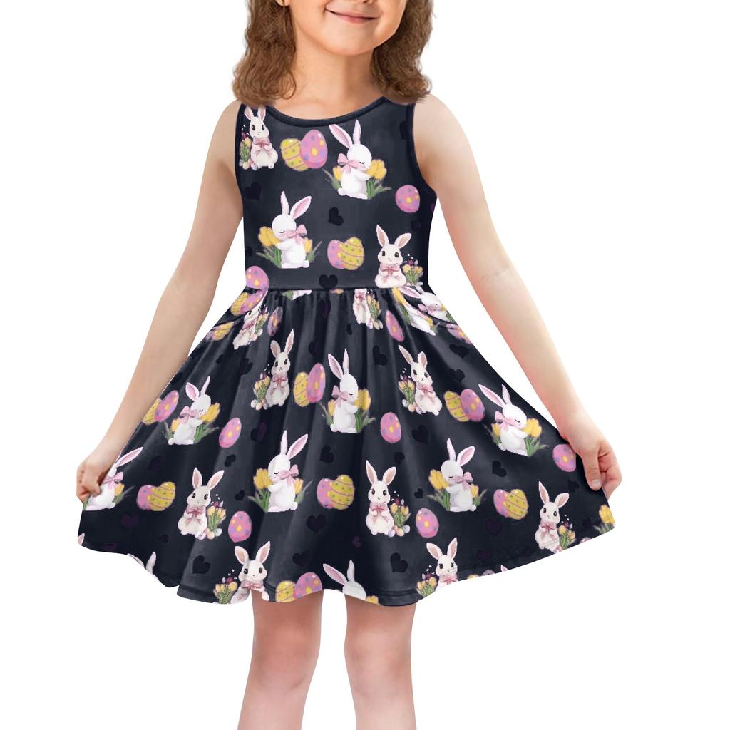 Children's Fashionable Comfortable Casual Sleeveless Easter Print Dress