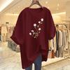 Cotton white short-sleeved t-shirt women's summer new flower print crew neck loose top bottoming shirt