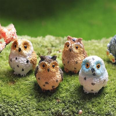 Décoration Terrarium Mousse Chouettes Mignonnes Animal Résine Miniatures Figurine Artisanat Pots Bonsaï Maison Jardin Féerique Ornement Décoration 1 PIÈCE