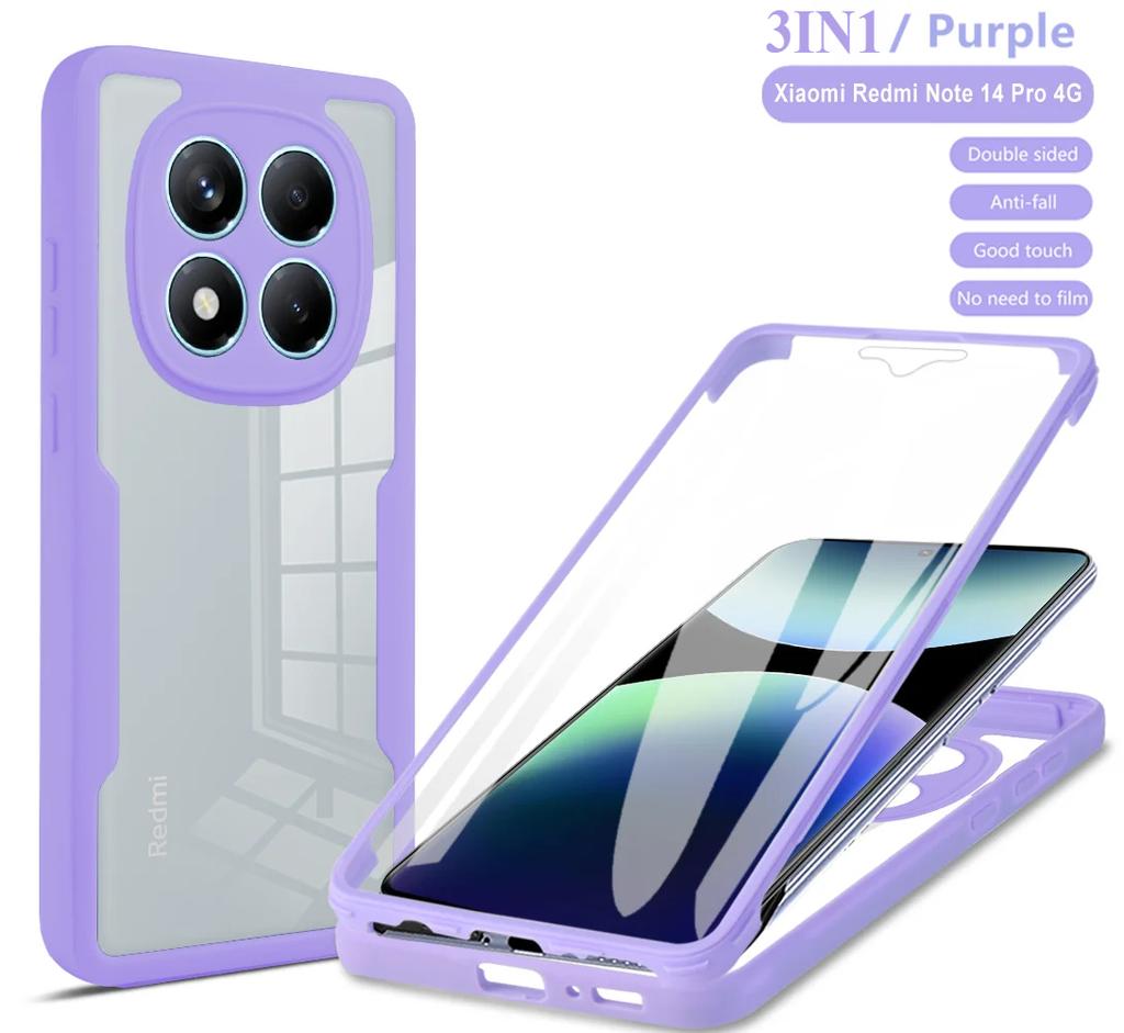 Front Back Double Protection Cover For Xiaomi Redmi Note 14 Pro Plus 11S 10S 9S 9A 9C 9T 13 Pro Plus 5G 4G Full Body Clear Case