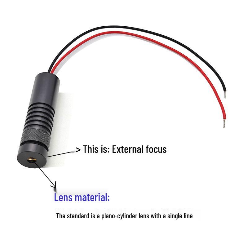 150mW 635nm Red Line Laser Module, 12V-24V, External Focusing, 16x60mm