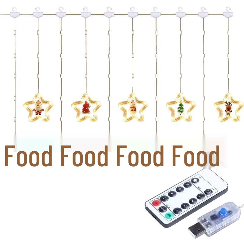 LED Star Curtain Lights: Christmas Pentagram String with Copper Wire & Icicle Design for Festive Atmosphere