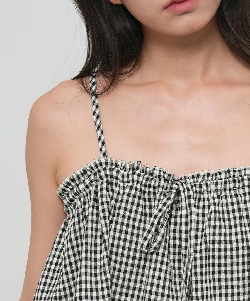 GENERALIDEA Check Frill Sleeveless Top [Black] / Gf2Lts533
