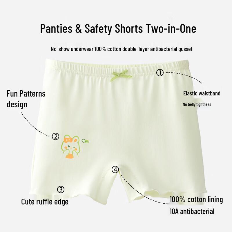 Maoren Girls' Cotton 2-in-1 Safety Shorts & Underwear 3-Pack