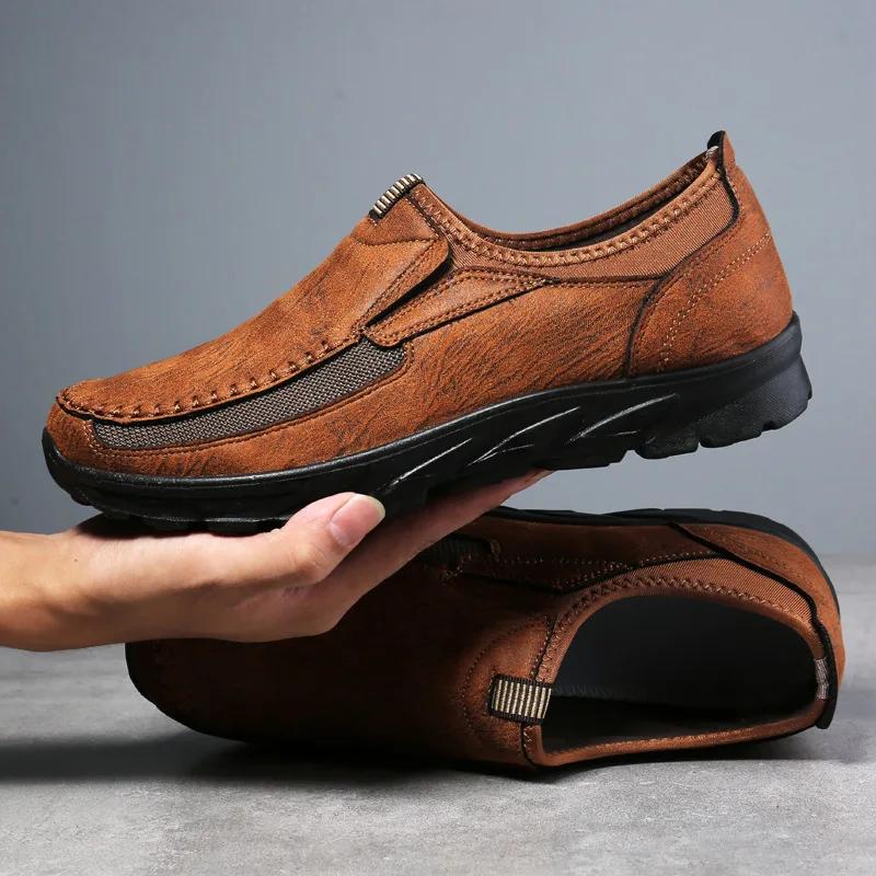 Men's Casual Shoes 2025 Men Handmade Retro Breathable Flat Loafers Moccasins Dress Comfortable Slip on Driving Shoes Zapatillas