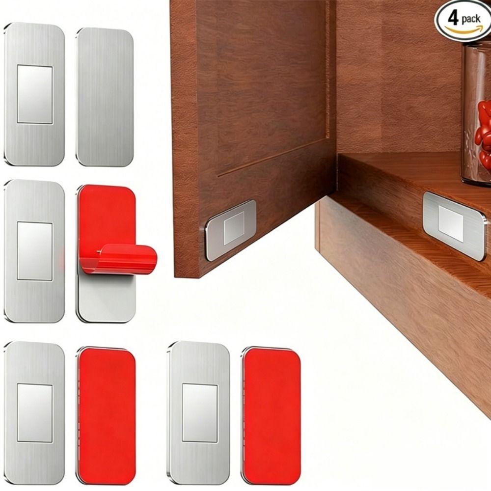 Set da 4 Chiusura Magnetica Ultra-Sottile per Cassetti con Adesivo, Chiusura Magnetica per Armadietti, Bagno