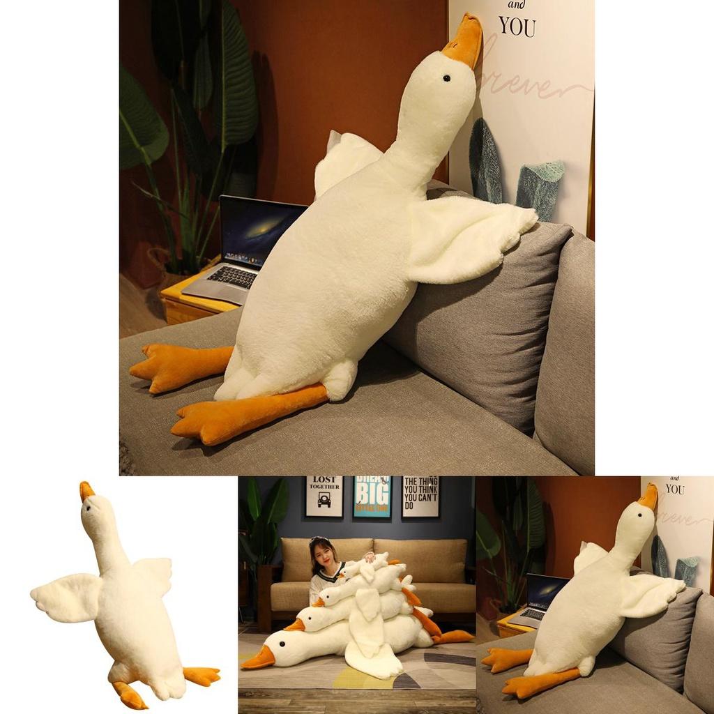 Huge 19.7/35.4/51.2in White Goose Plush Sleeping Toy Cushion For Kids