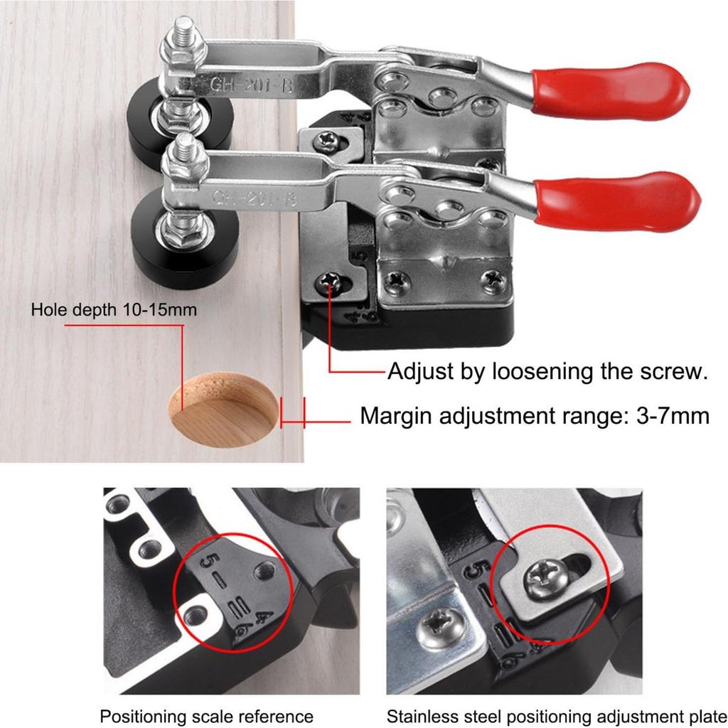 35mm Concealed Hinge Jig,Cabinet Door Hinge Mounting Jig Metal Cabinet Hinge Jig Drill Guide with 2 Retaining Clips