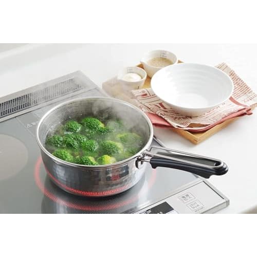 Yoshikawa Yukihira Saucepan, 20cm, Gas and Induction Compatible, Stainless Steel, Made in Japan, Tsubame-Sanjo Style, Double-Sided Spout, Milk Pan, Aj