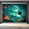1pc, Halloween photography background - full moon night castle pumpkin party backdropzyc