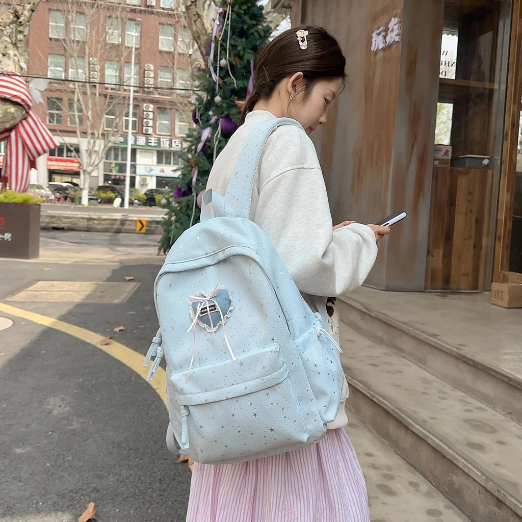 Schoolbag Korean Love Girl Style Schoolbag Large Capacity High Value Star Light Simple Student Party Campus Backpack