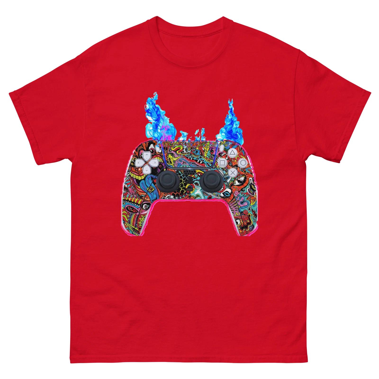 Gamer Flame Adult T-Shirt - Next Gen Retro Gamer Art Streetwear Tee(Unisex) XL