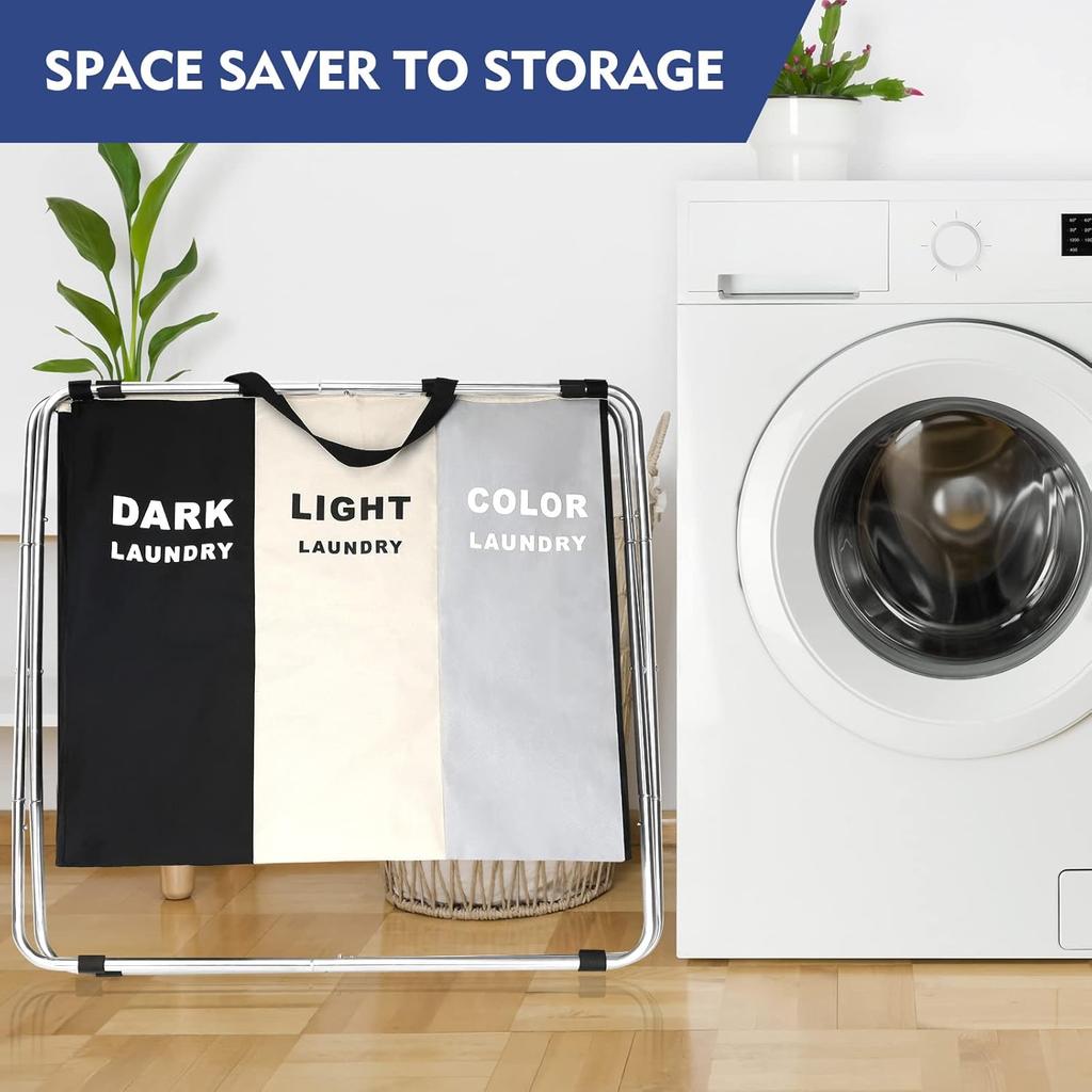 Large Laundry Basket, Freestanding Laundry Hamper, Collapsible Tall Clothes Hamper with Handles for Dirty Clothes
