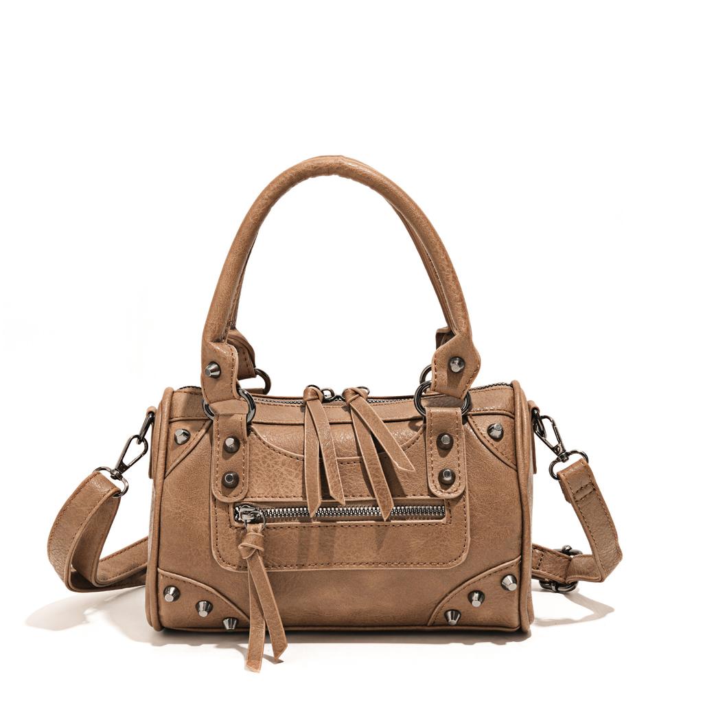 European and American Fashion Rivets Large Capacity Pillow Bag Bowling Motorcycle Handbag Single Shoulder Crossbody Women's Bag