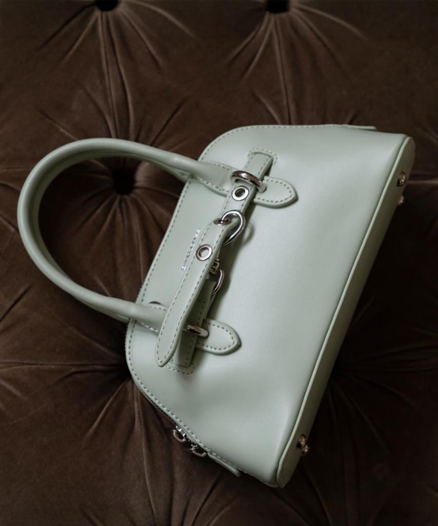David Jones Le Mare 3-Way Top Handle Mini Belted Tote Leather Bag_Fair Green (Cm8265)
