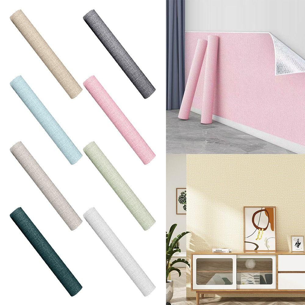 Leinen 3D Wandaufkleber Kollisionsschutz Selbstklebende Tapete Feuchtigkeitsbeständig Wasserdicht Wohnzimmer Wandmatte