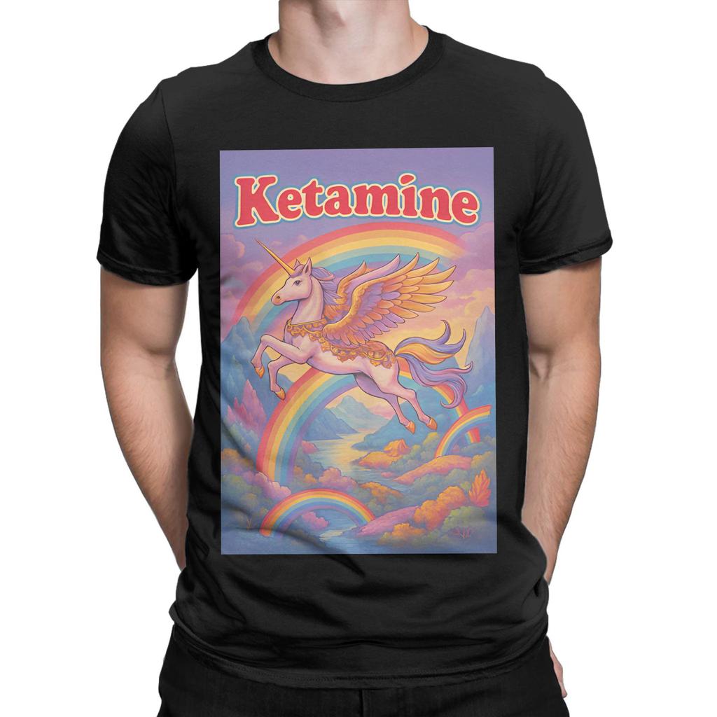 Ketamin Einhorn T-Shirt Sommer Klassische T-Shirts 100% Baumwolle Hipster T-Shirt für Paare Kurzarm Lässige Oberteile