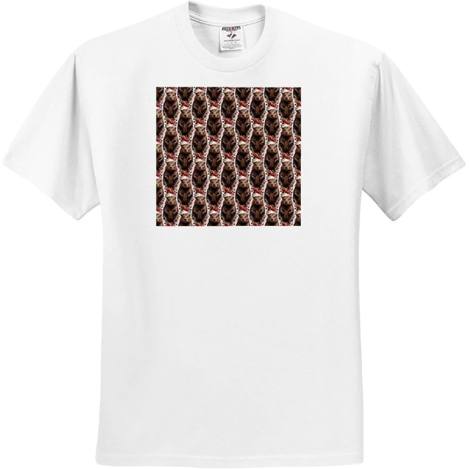 3dRose, A Beaver Surrounded by New York Roses 2 Pattern, T-Shirt S