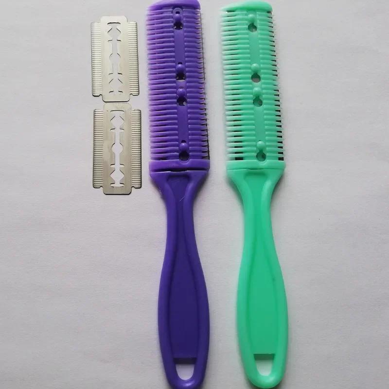 Hair Shaving Comb With Razor Blade Hair Brushes Hair Trimmer Cutting Thinning Haircut Tool Professional Barber Salon Hairs Knife