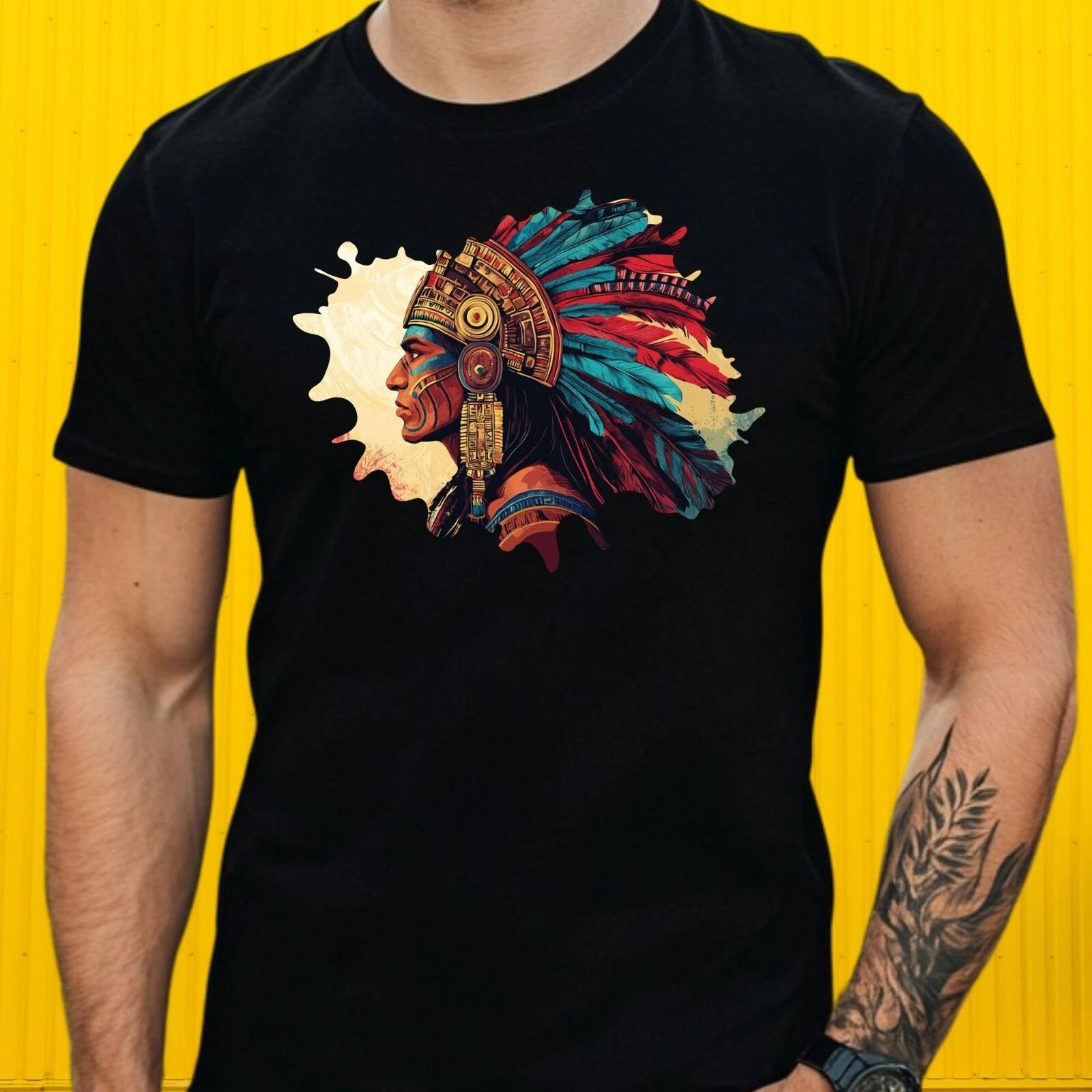 T-Shirt Herren Aztekischer Krieger Motiv Baumwolle Größe XS bis 5XL XXL