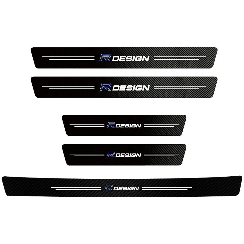 1/4/5Pcs Car Door Sill Scuff Plate Decor Carbon Fiber Stickers For Volvo S80 V70 C30 XC60 S60 XC90 XC40 FH500 V50 V60 V40 FH16 R