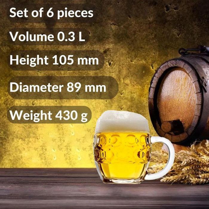 Verre a biere, Chope de bière lot de 6, Tübinger avec écusson - 0,3 litre