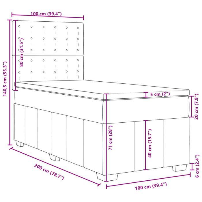 VidaXL Sommier à lattes de lit avec matelas Gris clair 100x200cm Tissu 3291593