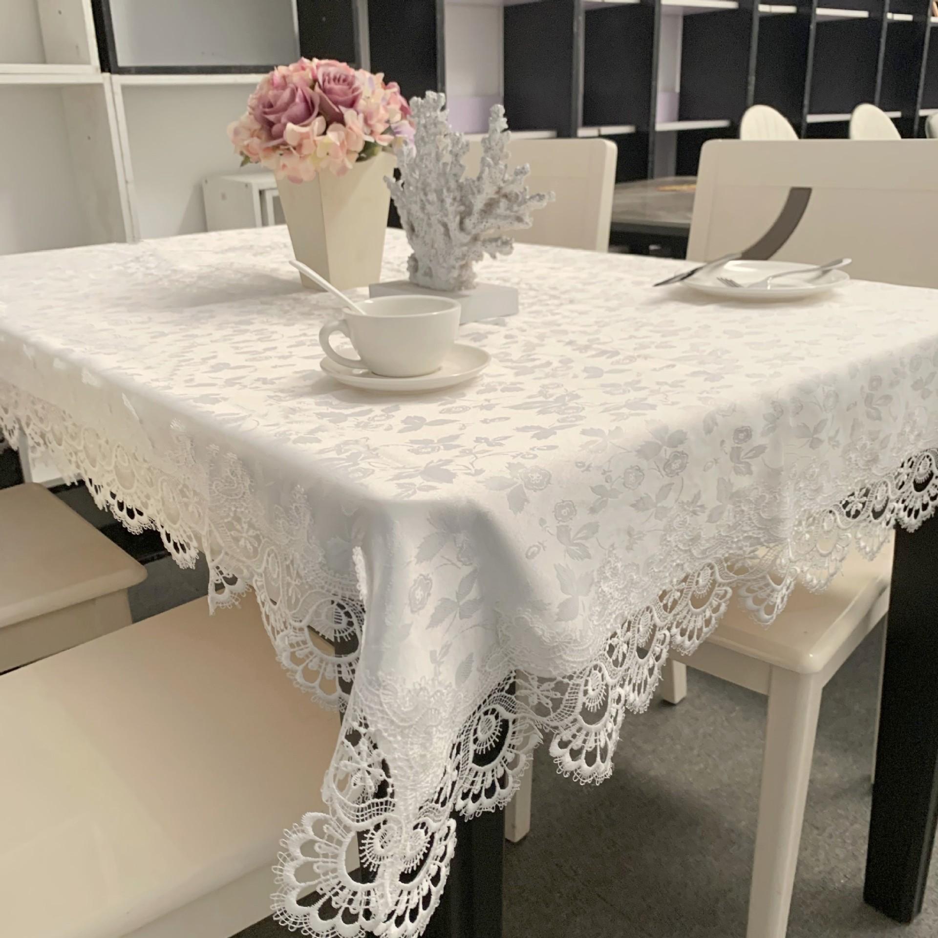 

Европейская Скатерть на Кофейный Столик Водорастворимое Кружево Жаккардовая Ткань Современная Простая Белая Прямоугольная Скатерть для Обеденного Стола 83x83cm белый