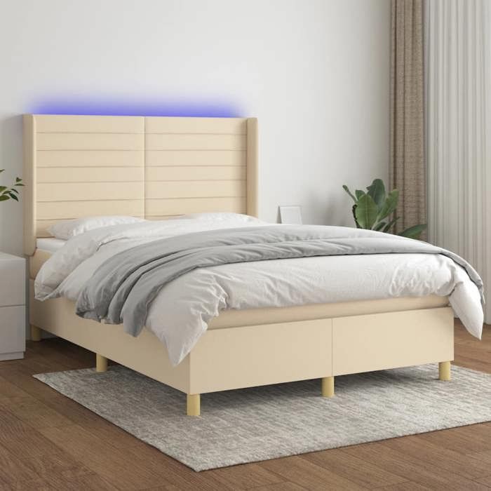 VidaXL Sommier à Lattes de Lit avec Matelas et LED, Lit Rembourré, Lit Double, Lit Adulte de Chambre à Coucher Intérieur, 3138962