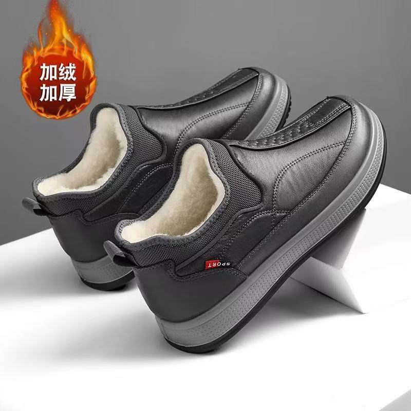Winter new cloth shoes men's velvet thickened wool dad shoes waterproof and non-slip snow boots men