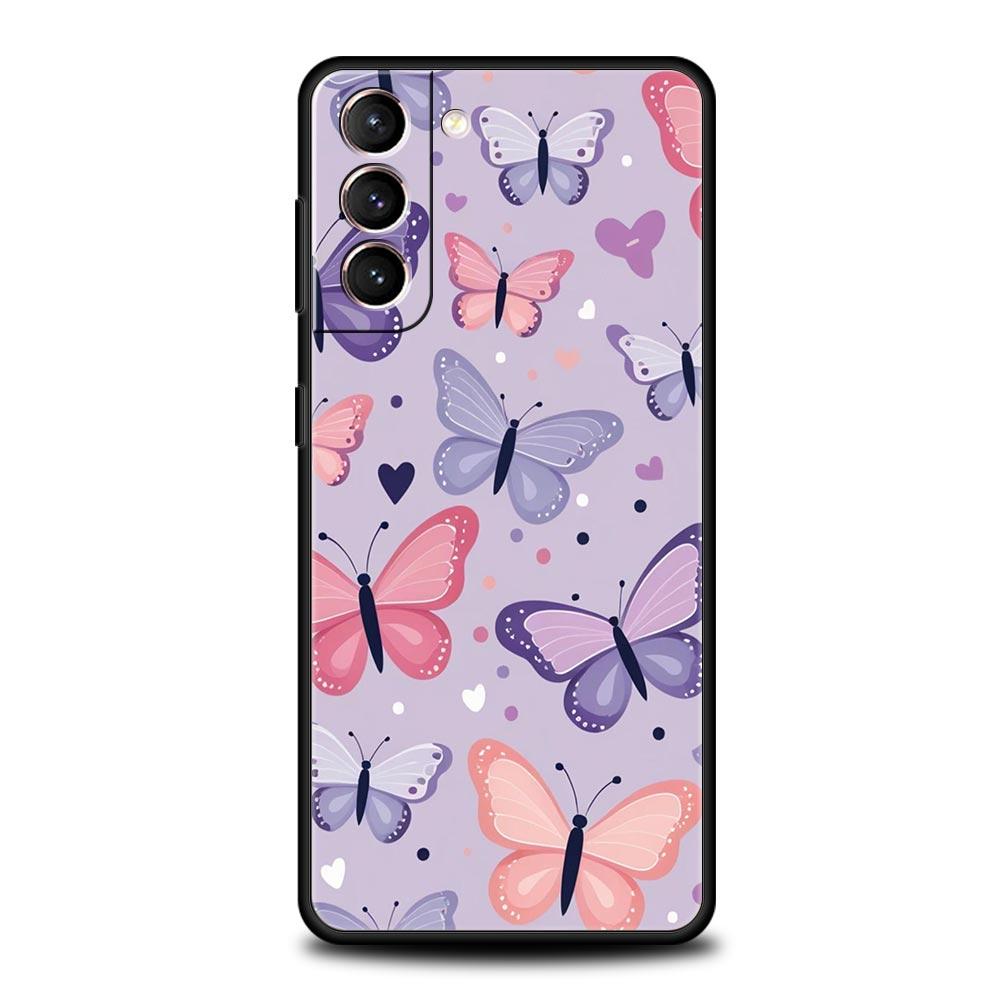 Stylish Flower Patterned Design Soft Phone Case For Samsung Galaxy S25 Edge S24 Plus S23 FE S22 S21 S20 Ultra 5G S10 Cover