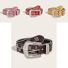 Style Pu Leather Belt With Starry Compass Buckle For Casual Youth Fashion