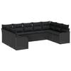 Ensemble de canapé de jardin 9 pièces avec coussins rattan poly noir, Canapé de jardin 2 places avec coussins rattan poly 3345863