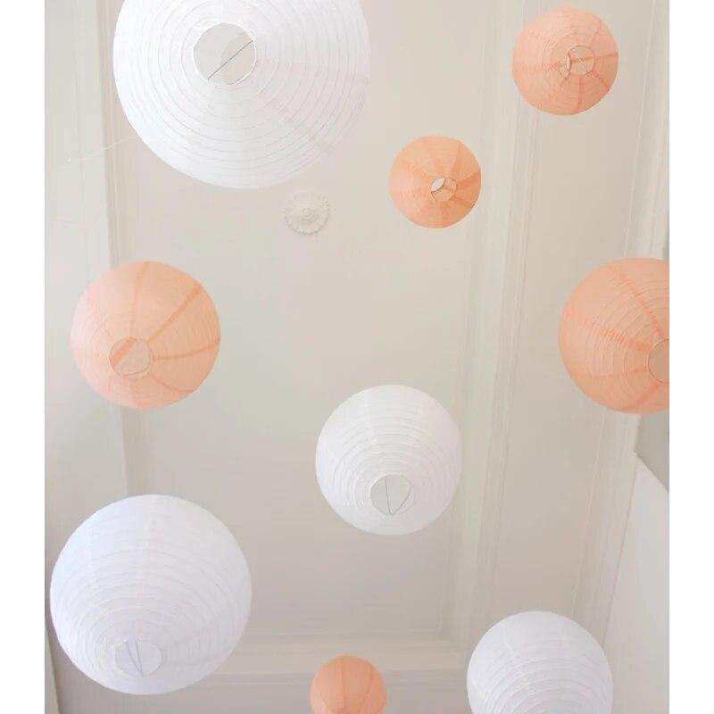 10 Pcs Per Set  Peach Paper Lanterns Chinese ball lampionnen lampion wedding Party Outdoor Indoor Hanging Decorative Set