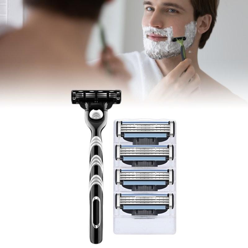 Manual Gillette Men Three Layers Stainless Steel Razor Holder Shave Quick