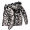 2025 Winter Daunenjacke Herren Neue Kapuzen-Daunenjacke Lässig Glänzend Kurz Daunenjacke Baumwolljacke
