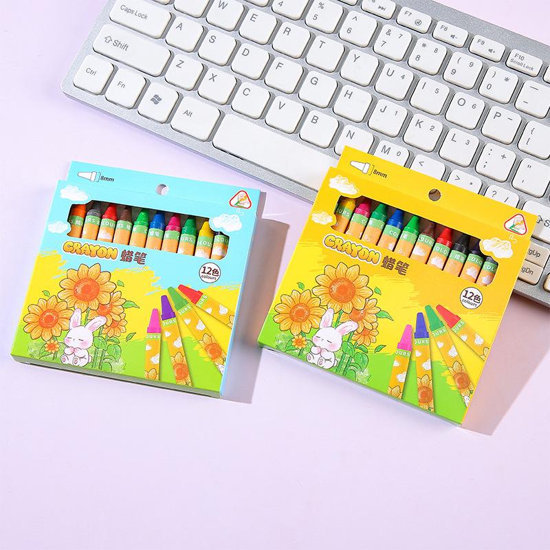 Kids Non Staining Drawing Crayons 12 Colors Oil Pastel Art Painting Tool Set